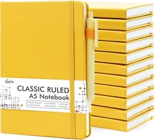 12 Pack Notebooks Journals Bulk with 12 Black Pens, Feela A5 12 yellow 