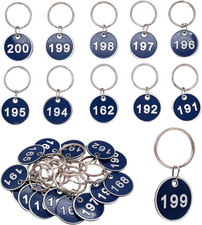 Aluminum Alloy Metal Number Key Tag Set - Numbered ID Tags Key Chain with Rings