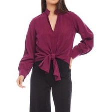 Karen Kane Women's Wine Tie Front Top, Medium