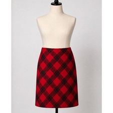 Talbots Wool Blend Plaid Skirt Women s Size 12 Red Black Tartan A-Line