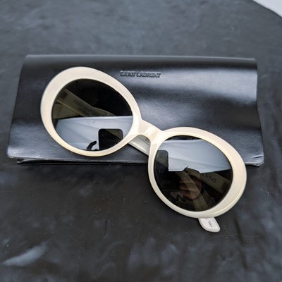Saint Laurent SL 98 California 003 White Oval Sunglasses YSL Paris +Case  