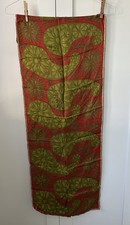 Vintage Vera Scarf Rectangle 14x44 Green Rust 3 Pinholes in Scarf
