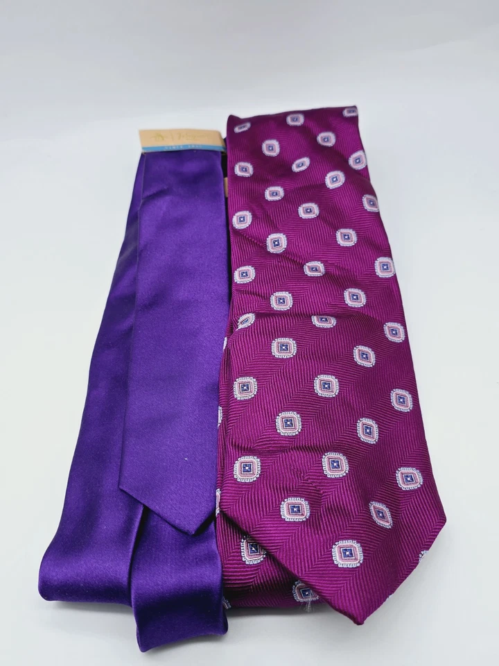 Penguin Skinny Tie Purple & David Donahue Berry  Tie Lot - Image 2 of 4