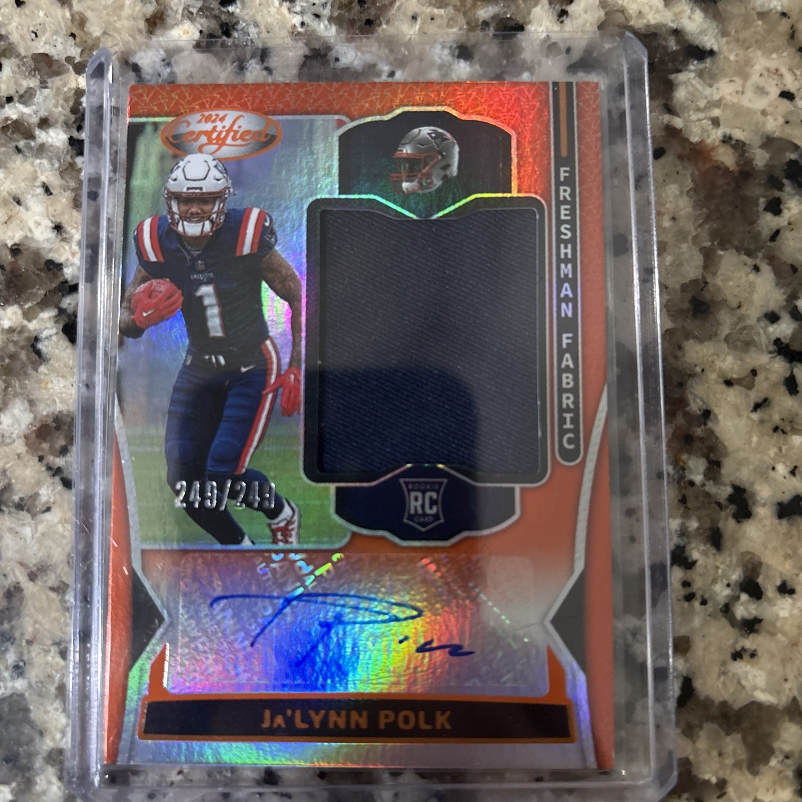 2024 Panini Certified Freshman Fabric Orange Auto RPA Ja’Lynn Polk #FMs-JPK /249