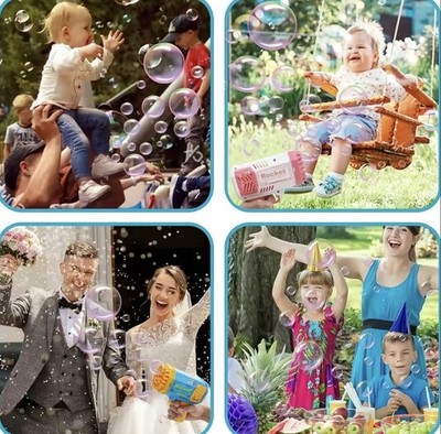 40-Hole Light-Up Bubble Gun with Bubble Solution, Fun Outdoor Indoor Bubble Toys