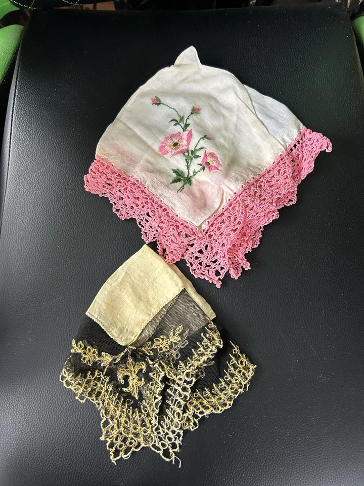 Lote de Pañuelos Z Floral Bordado Lino Art Deco Mediados de Siglo Era Navidad Foto 4 de 4