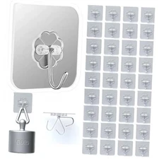  36 Pack Heavy Duty Hooks 50lb(Max) Self Adhesive Large 36PCS-holds up to 50lb