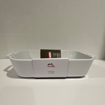 *NEW* Staub Ceramic Rectangle Gratin, Baking & Roasting Dish~ 10.5x7.5  in White