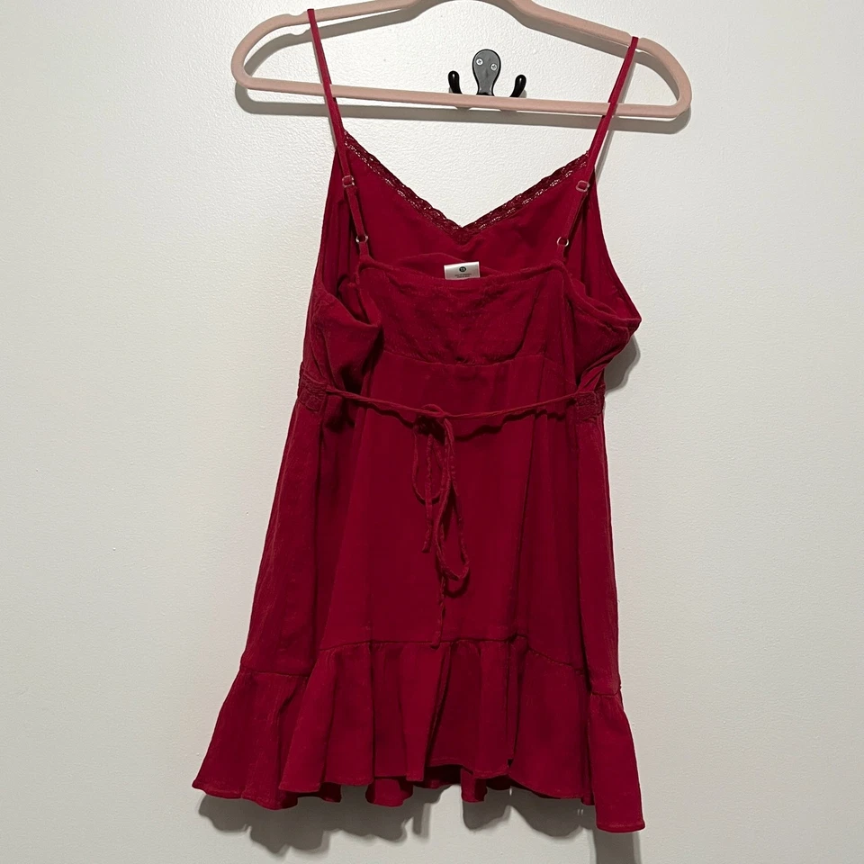 Motherhood Maternity Y2K Babydoll Tank Size XL Red Spaghetti Strap Soft Girl - Image 3 of 4