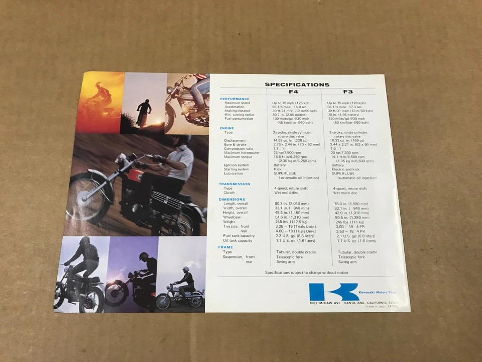 复古川崎 250 Sidewinder/185 Bushwhacker代理销售员手册 — 第 4/4 张图片