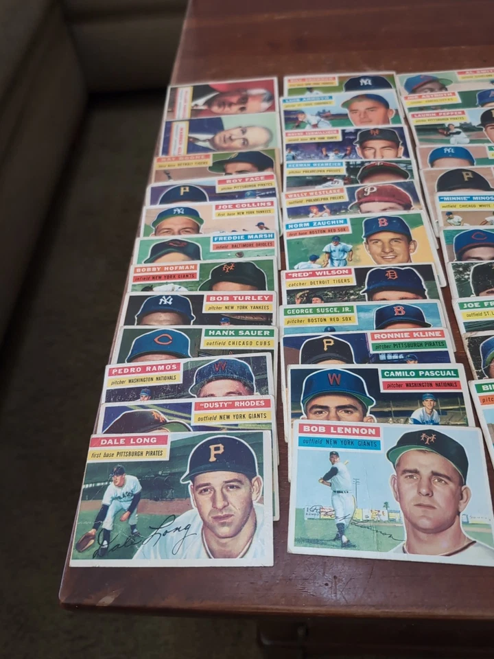 60 different 1956 Topps Baseball card starter set Berra Hodges Kell low grade - Image 2 of 4