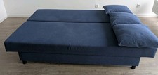 Ikea 3er-Bettsofa, Asarum, dunkelblau, mit Kissen