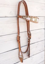 Camo Camouflage Inlaid Leather Spots Browband Headstall 19935