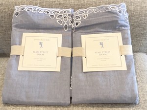 New Pottery Barn Kids Blue Chambray Remi Eyelet Standard Shams