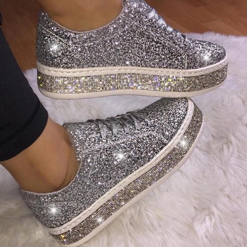 Chic Womens Glitter Sequin Sparkly Lace 