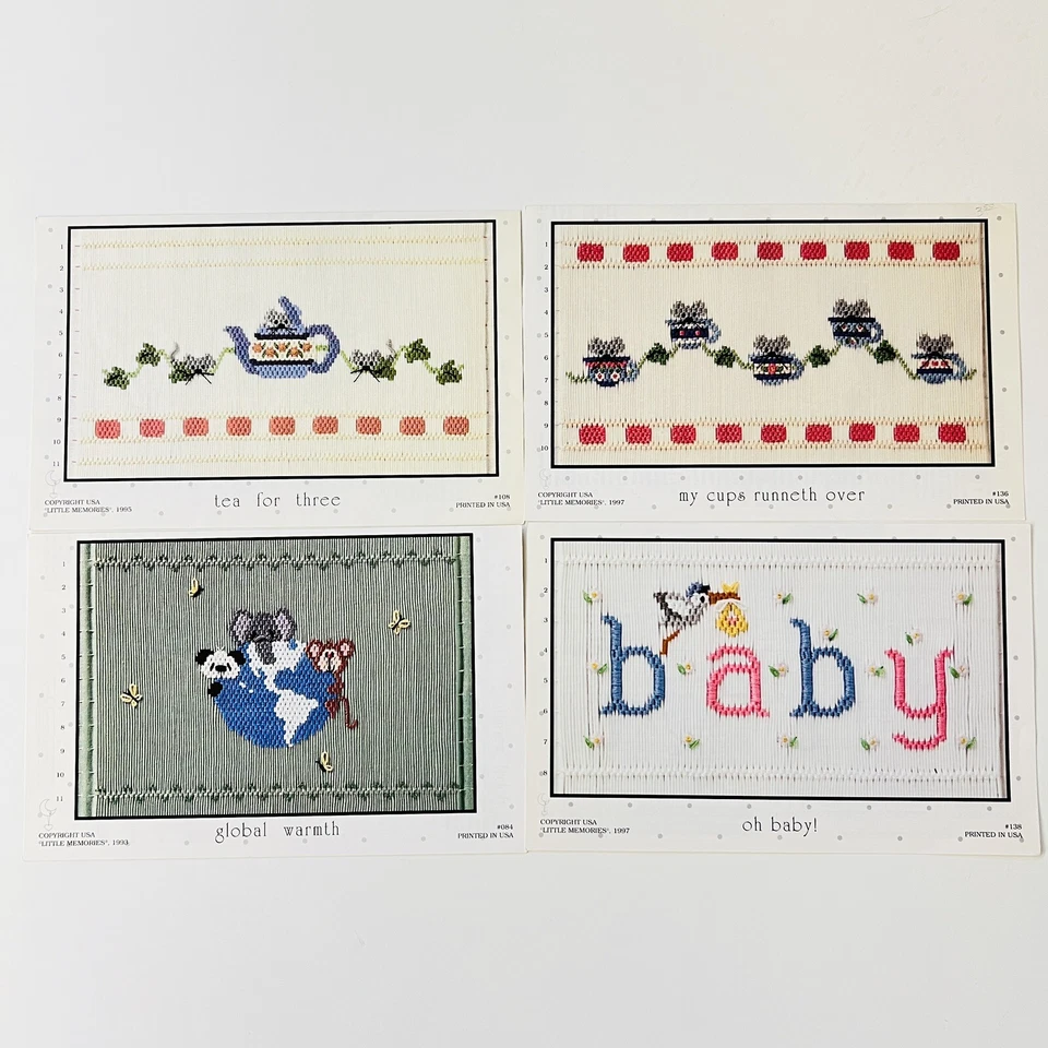 14 SMOCKING PLATES Christmas Holiday Animals Angles Baby Sewing Patterns VINTAGE - Image 2 of 4