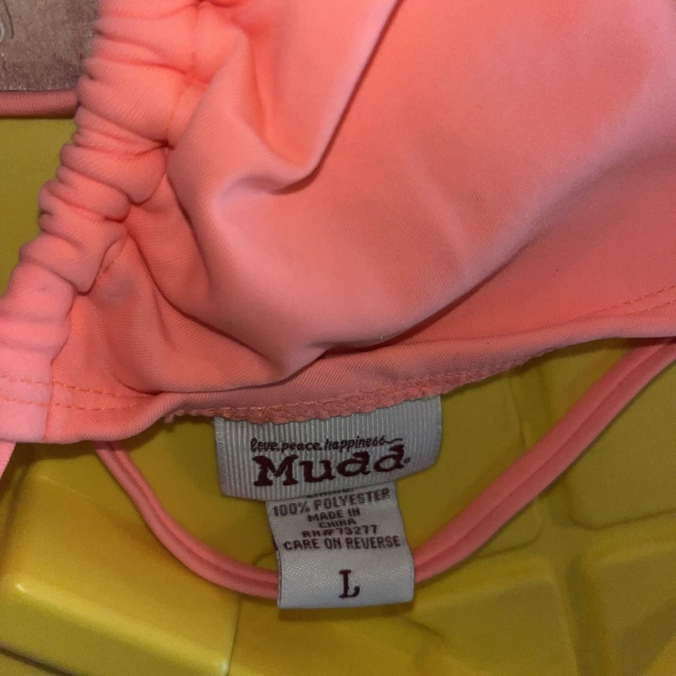 MUDD Brand Swim Separates Bikini Top Piece Swimsuit Tie Back Bright Large Neon L - Изображение 4 из 4