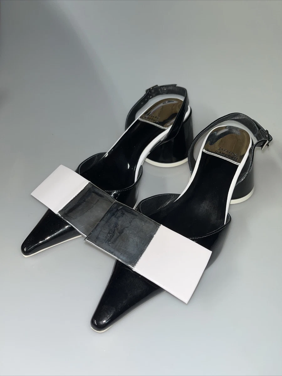 Jeffrey Campbell Kari Pointed Toe Slingbacks 7.5 Silver White