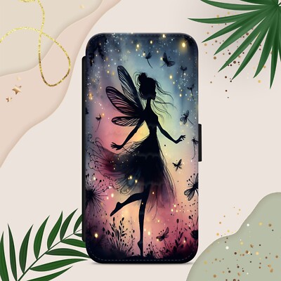 Fairy Print Shadow Fantasy Flip Wallet Handy Hülle Cover für iPhone Samsung Pixel