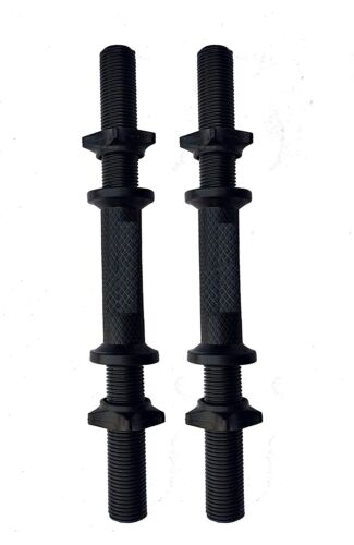 15-inch Dumbbell Rod with Plastic Nuts Weight Lifting Bar Black (Pack of 2 Pcs) - Picture 1 of 7