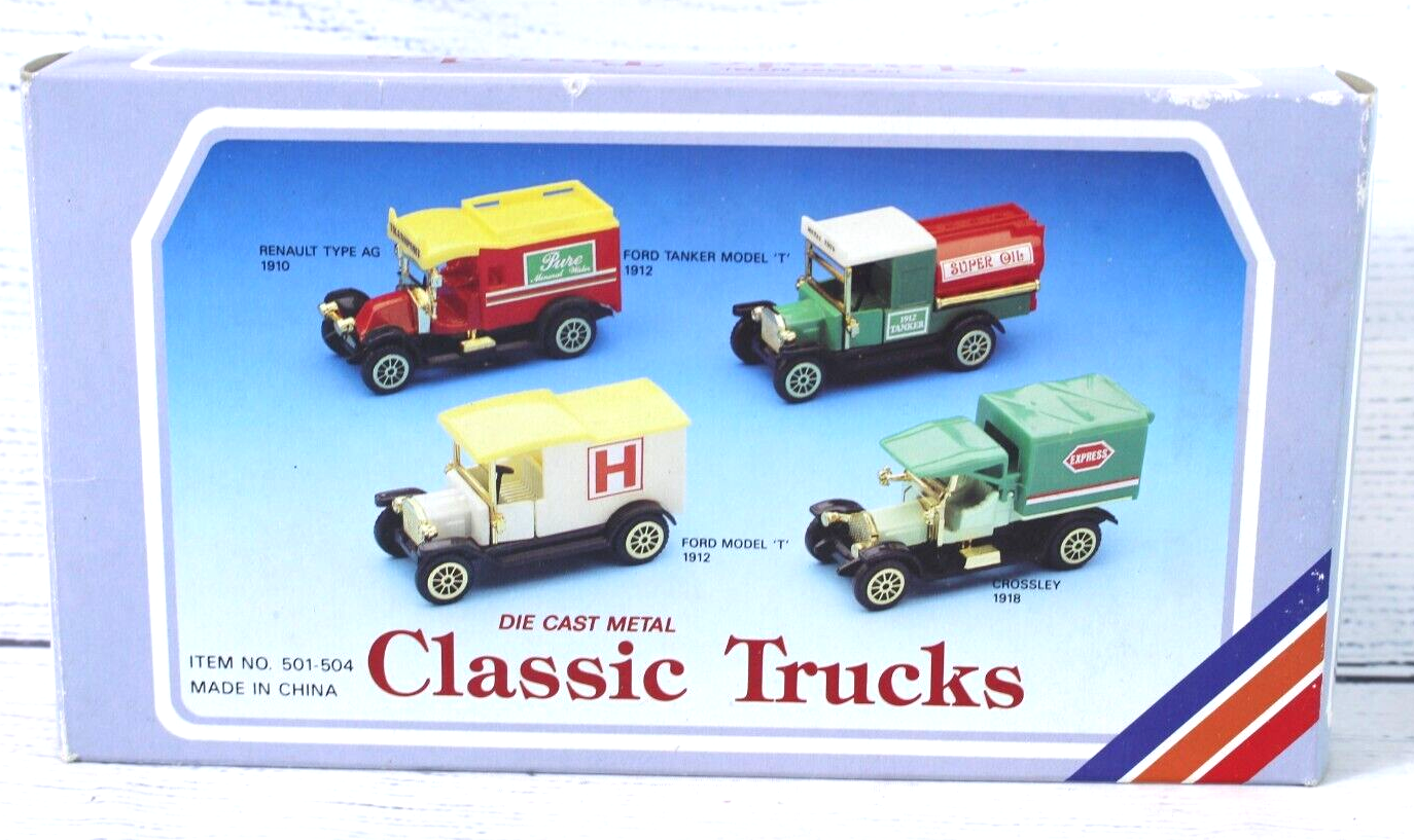 Vintage Die-Cast Metal Trucks Renault AG 1910 and Ford Model T Tanker