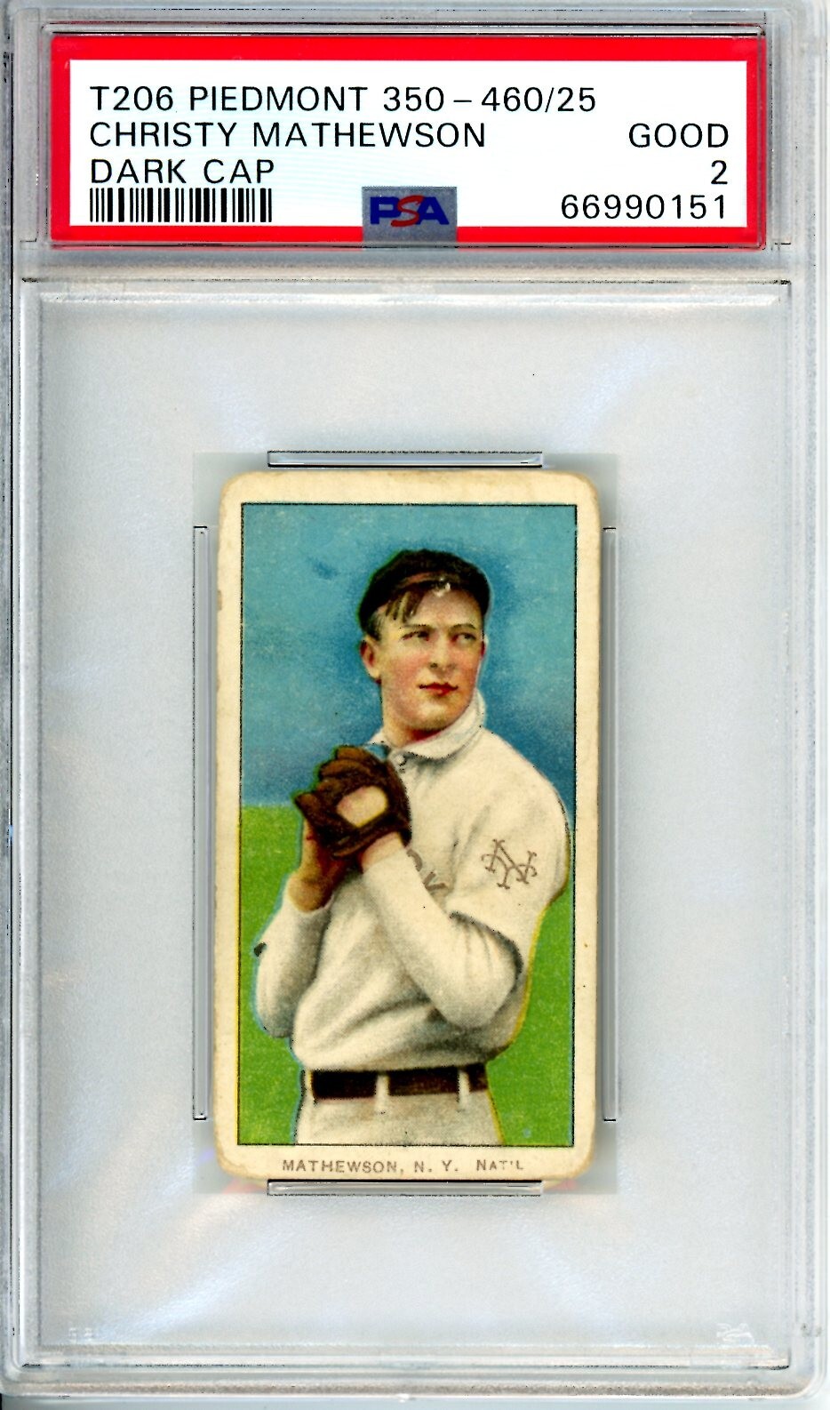 T206 Piedmont 350-460/25 Christy Mathewson Dark Cap PSA 2 NY Nat 10579