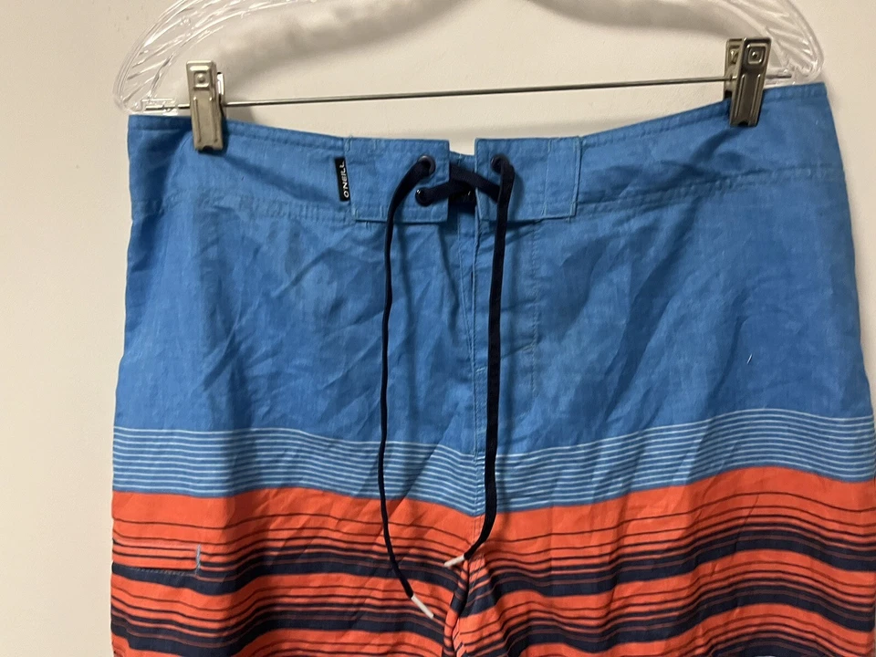 Мужские шорты O'Neill для плавания серфинга в полоску с узором синие оранжевые размер 33 - Изображение 2 из 4