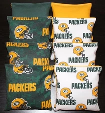 CORNHOLE BEAN BAGS made w GREEN BAY PACKERS fabric logo bags NEW!!