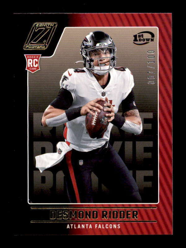 DESMOND RIDDER 2022 PANINI ZENITH #104 1ST DOWN FALCONS ROOKIE #007/100 BD8102