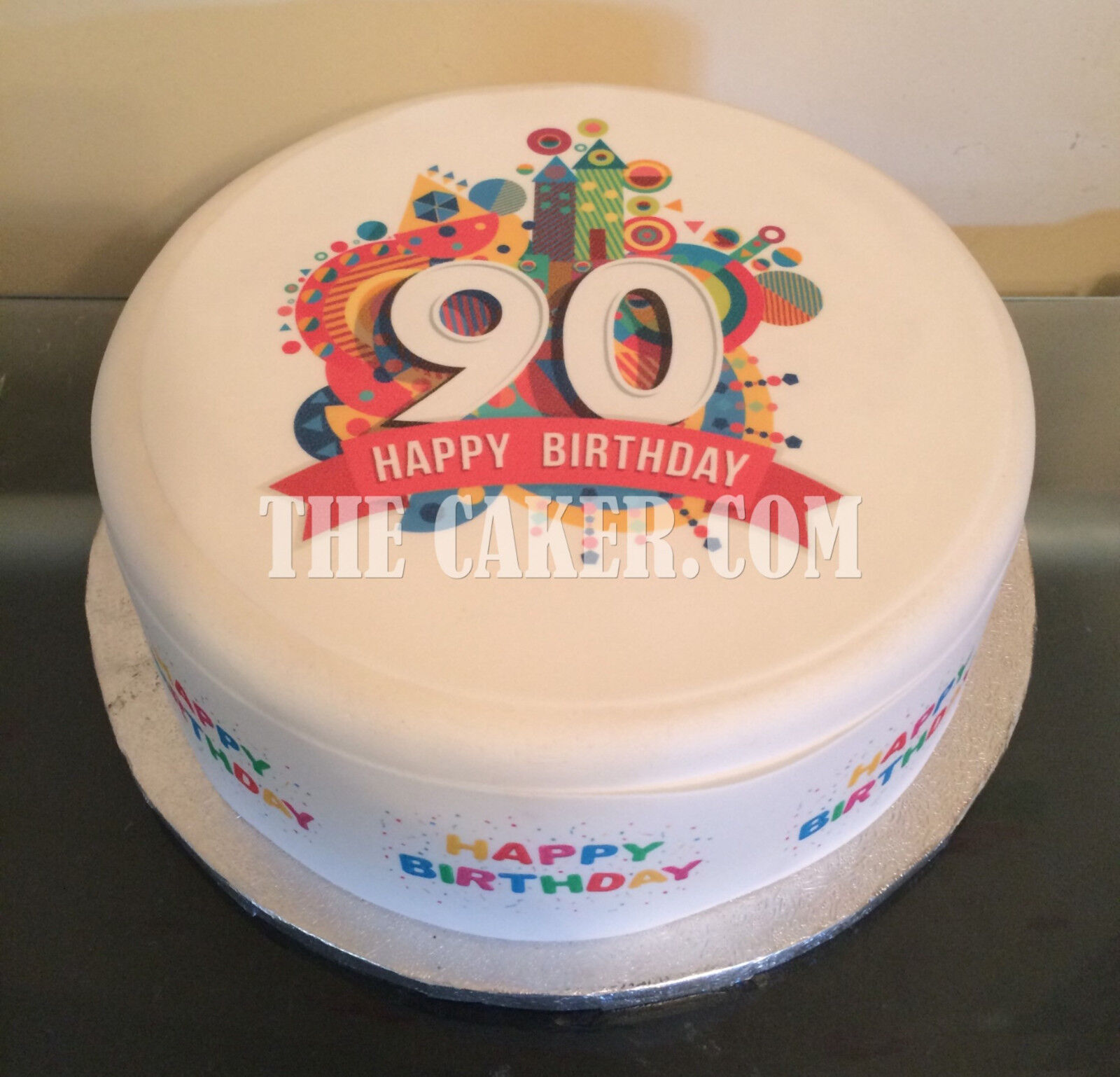 90th Birthday pre-cut Edible Icing Cake Topper or Ribbon 01 | eBay