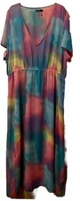Boohoo Womens Dress Size 24 Sheer Cover Pastel Colors Plus Boho Plus Size