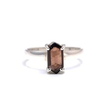 100 Natural Smoky Quartz Hexagon Shape Ring Solid Silver Jewelry Christmas Gift