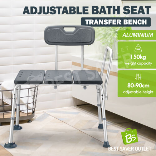 Medical Bathtub Transfer Bench Tub Seat Shower Chair Stool Armrest Backrest Aid