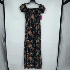 Xhilaration Dress Juniors Size M Green Floral Side Slit Maxi Boho Summer NWT