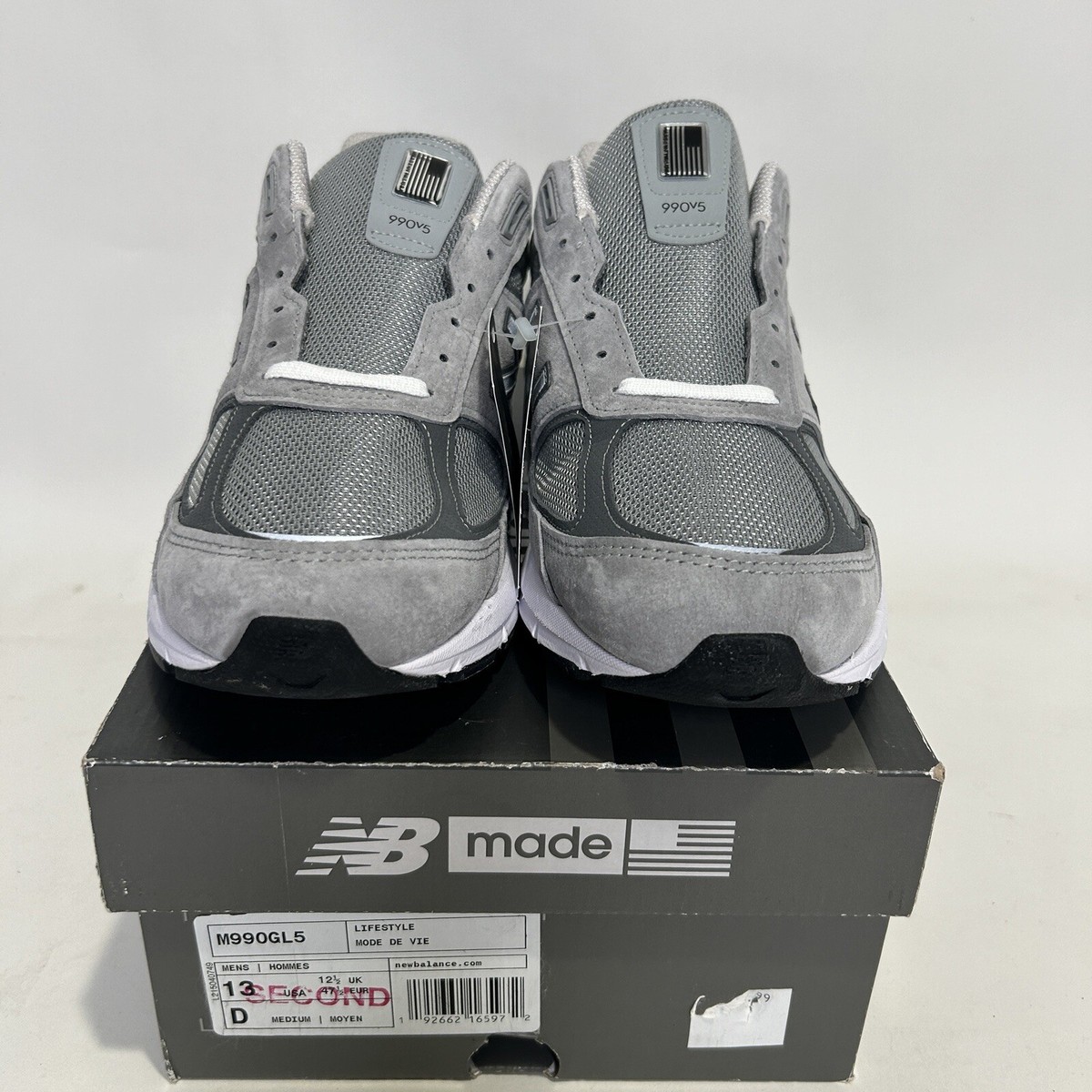 New Balance 990v5 Made in USA “Grey White” M990GL5 Men's 13 New | eBay