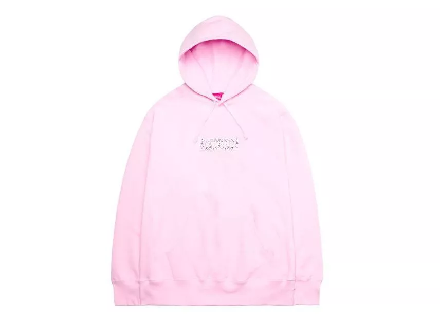 Sweat à capuche rose logo Supreme Bandana Box