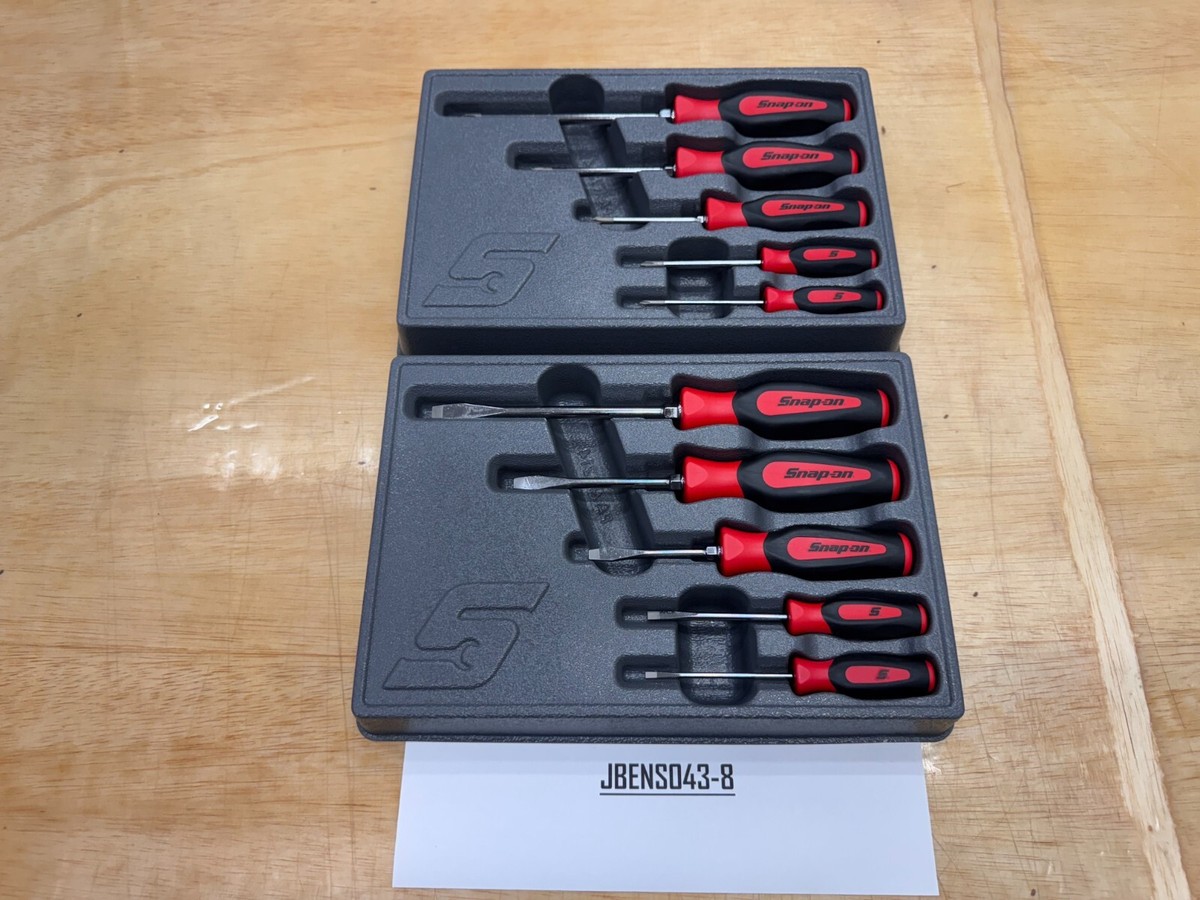 Snap-on Tools NEW 10pc RED Soft Grip Phillips & Flat Head