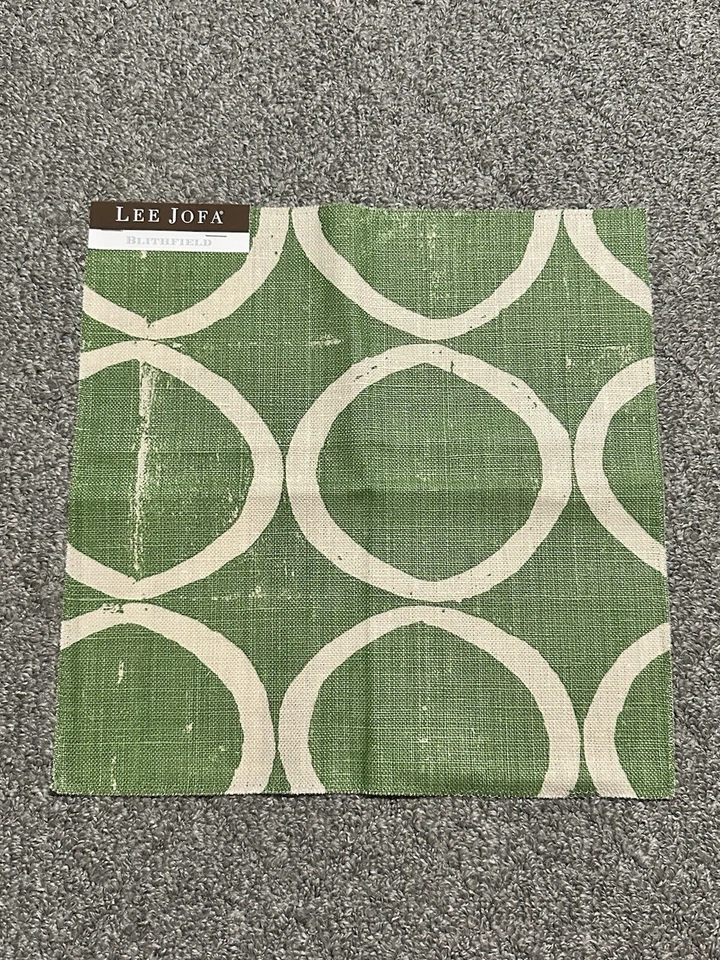 Lee Jofa Fabric Sample 13.25” Circles Forest Linen Green Blithfield Crafts - Image 2 of 4