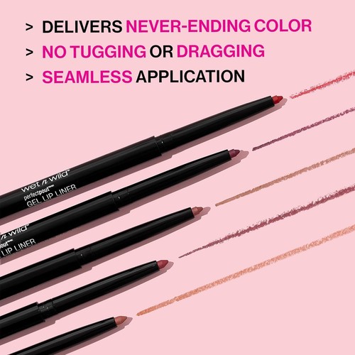 wet n wild Perfect Pout Matte Retractable Gel Lip Liner Pencil, Rich Creamy Long - Picture 2 of 9