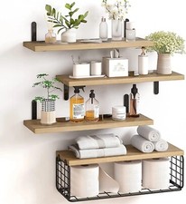Fixwal 4 1 Tier Floating Shelves  Rustic Wood Wall Shelf for Bathroom  Home Us