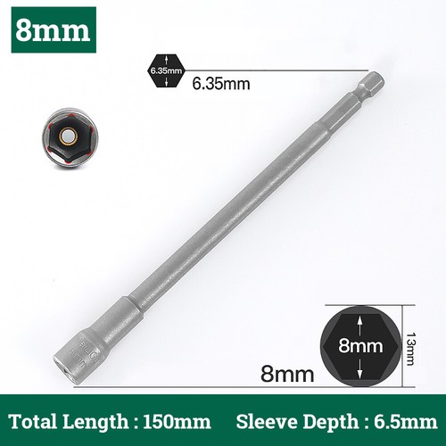 5-19mm Magnetic Nut Driver Socket Set 150mm Long Impact Drill Bit 1/4" Hex Shank - Picture 11 of 22