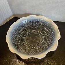 opalescent glass Ruffled Edge Hobnail 9.5 In Bowl