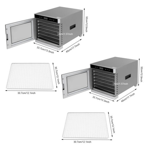 Commercial Food Dehydrator 6/8 Tray Stainless Steel Fruit Meat Jerky Dryer Timer - Picture 4 of 36