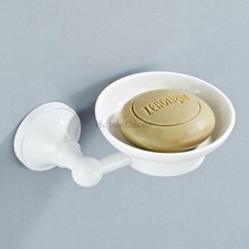 Wall Mounted White Bathroom Shower Soap Dish Holder Round Ceramic Soap Tray