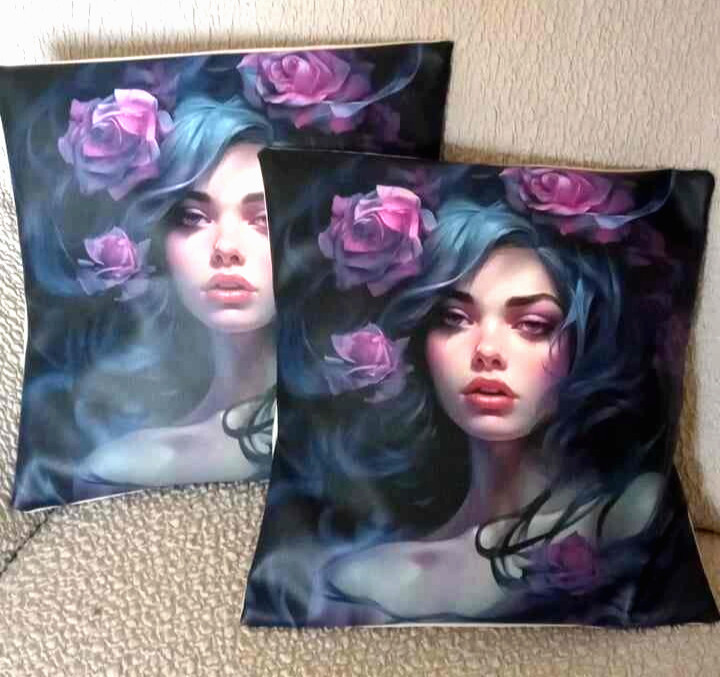 Housse de coussin simili cuir 40x40 cm lavable et résistante motif roses lot de 2