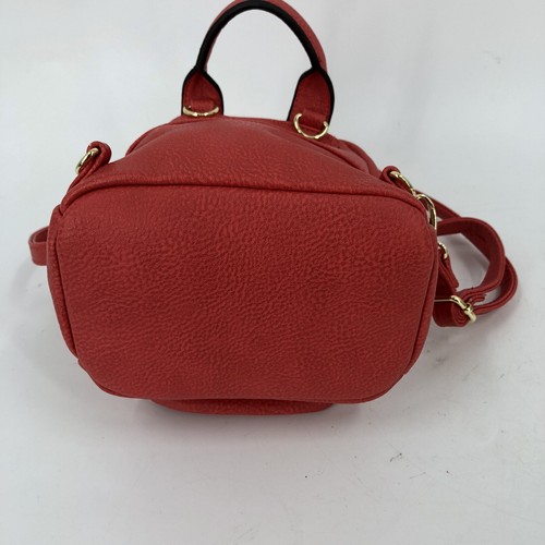 Steve Madden Convertible Moto Red Mini Backpack Gold Studded Shoulder Sling Bag - Picture 10 of 15