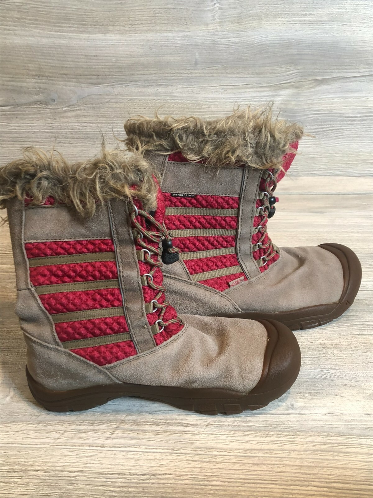 Stivali invernali alti Keen Wapato donna pelle scamosciata misura 6 bordo pelliccia sintetica
