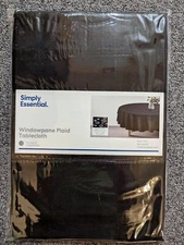 Simply Essential Plaid Windowpane 70-Inch Round Tablecloth in Black