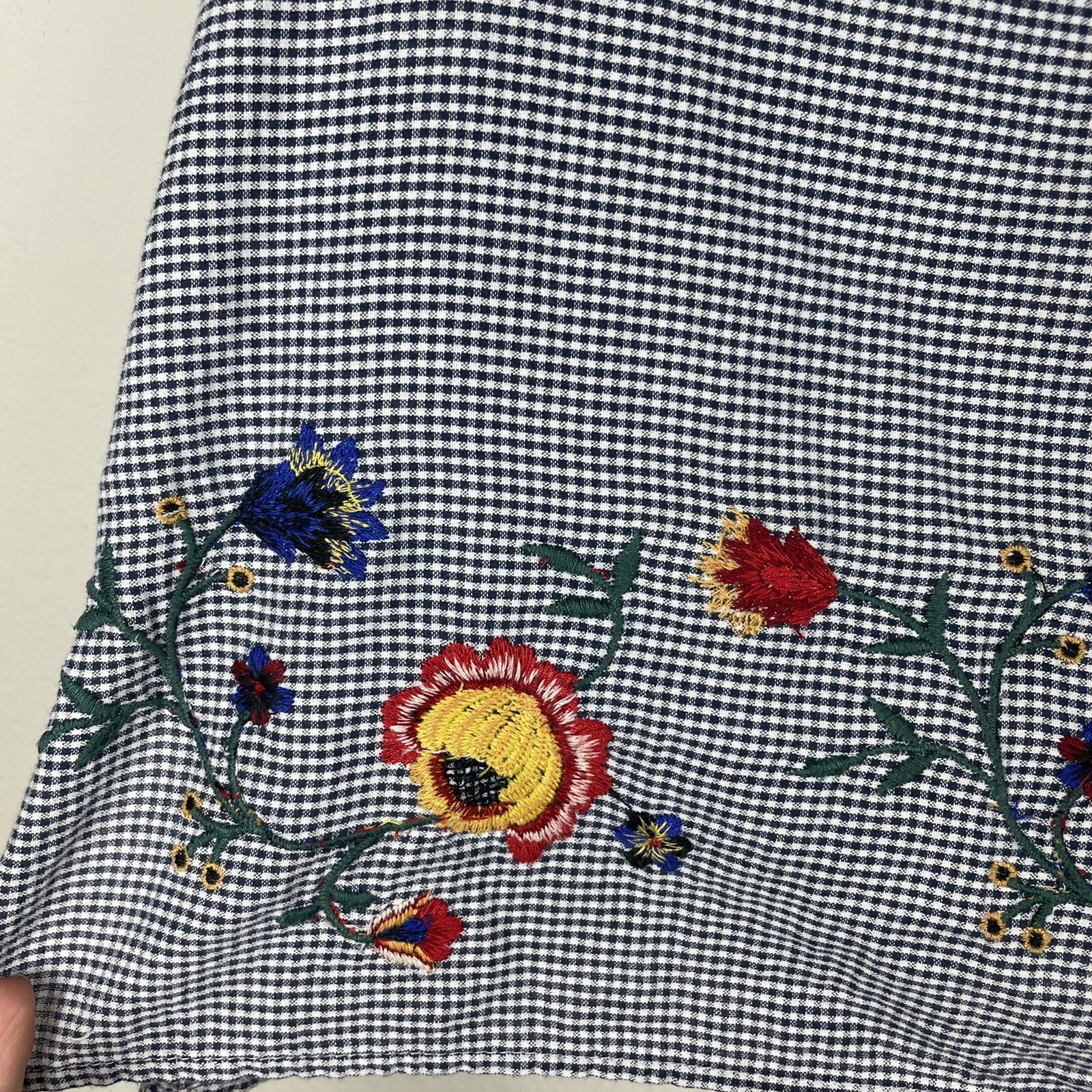 Zara Gingham Off The Shoulder Floral Embroidered Top … Gem