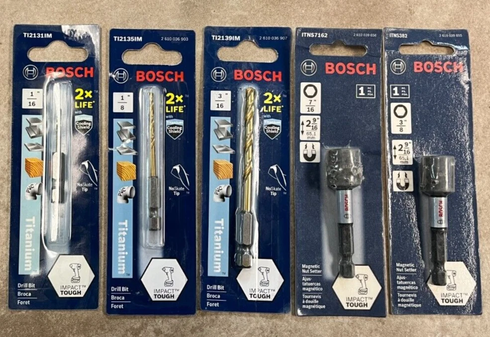 Bosch 12V Max 2 Tool Combo Kit Five Bosch Impact Bits